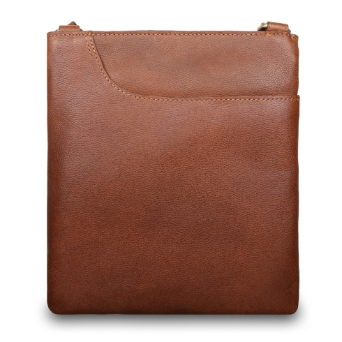 Кожаная сумка через плечо коричневого цвета с внешним открытым карманом и отсеком на молнии Ashwood Leather M-68 Tan